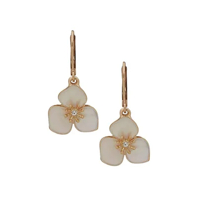 Goldtone & Shell Flower Drop Earrings