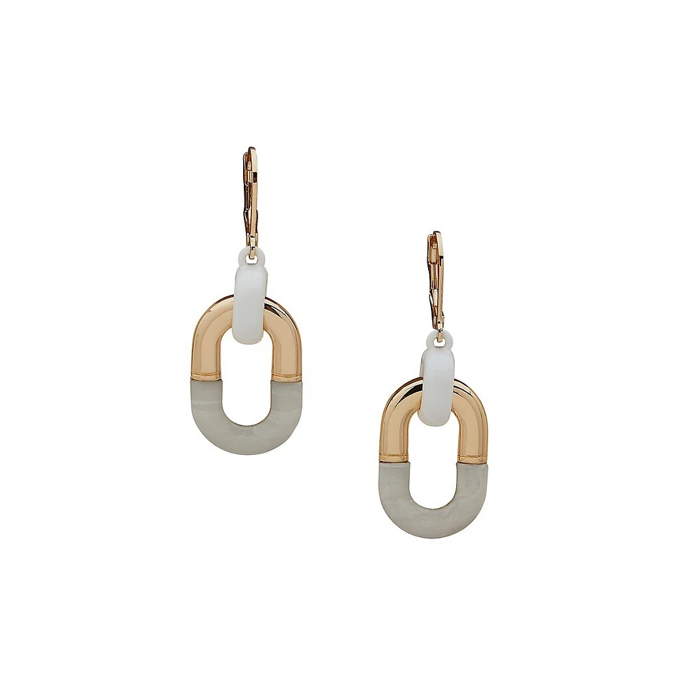 Tri-Tone Oval Drop Earrings