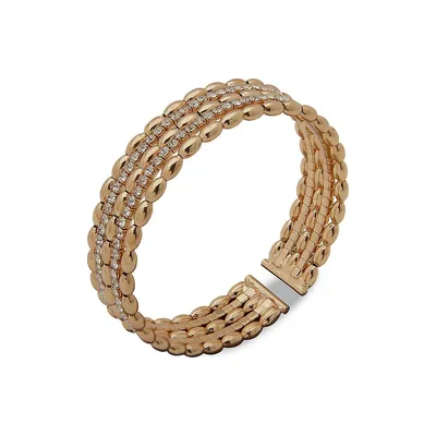 Goldtone & Crystal Bead-Link Cuff Bracelet