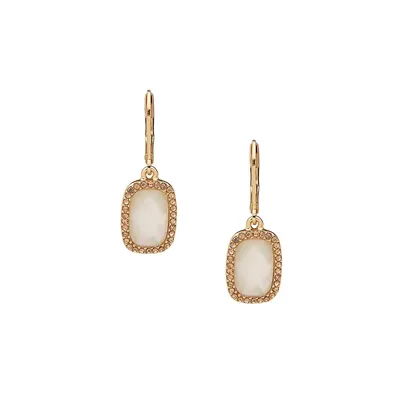 Goldtone, Glass Crystal & Faux Mother-Of-Pearl Drop Earrings