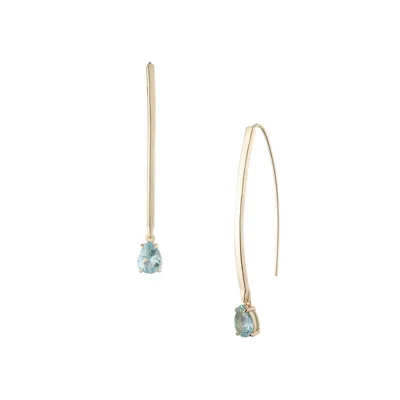 Goldtone and Glass Stone Threader Earrings