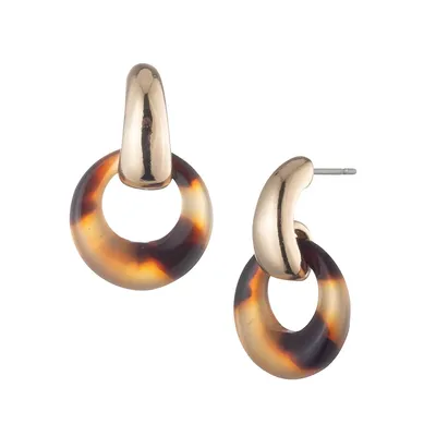 Goldtone and Acetate Drop-Hoop Earrings