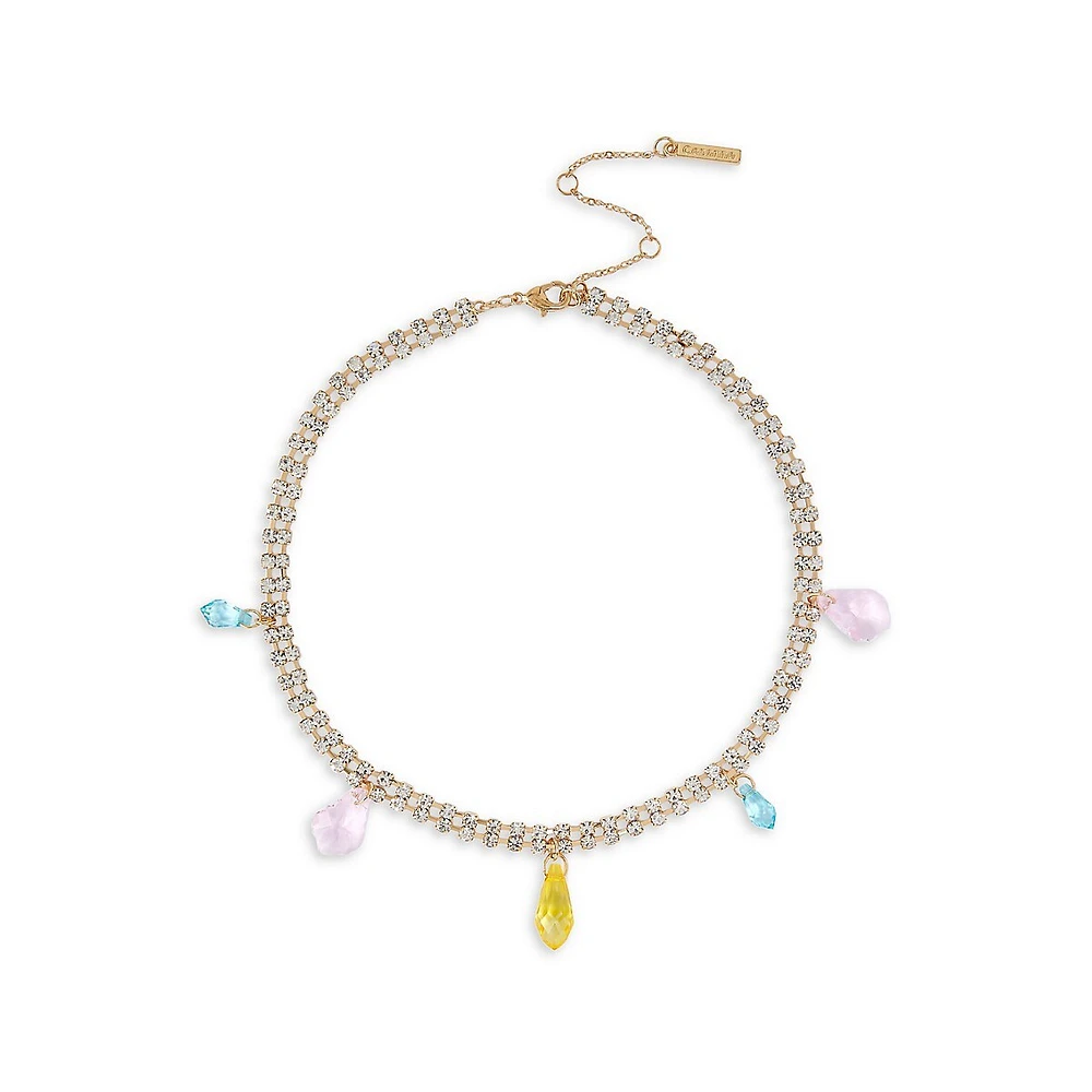 Goldtone Embellished Candy Stone Collar Necklace