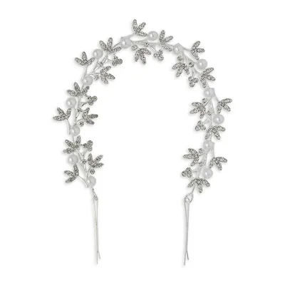 Silvertone Crystal Floral Headband