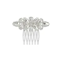 Silvertone Crystal Floral Barrette Clip