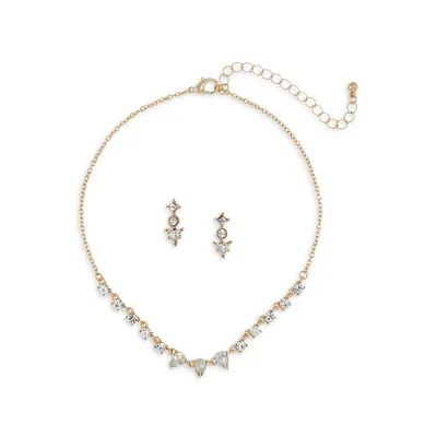 Goldtone & Glass Crystal 2-Piece Necklace & Earring Set