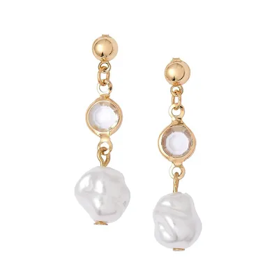 Pendants d'oreilles dorÃ©s avec perle et cristal