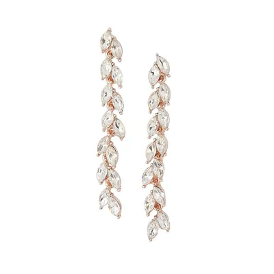 Rose-Goldtone Crystal Vine Drop Earrings