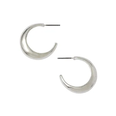 Silvertone Huggie Hoop Earrings