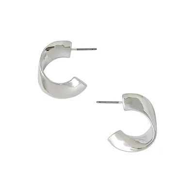 Silvertone Thick C Hoop Earrings