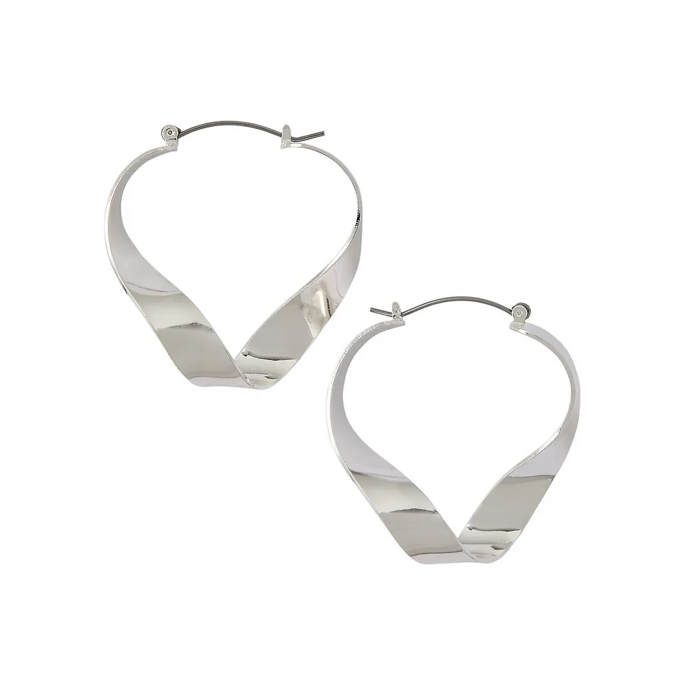 Silvertone Twisted Ribbon Earrings