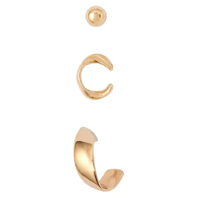 3-Pair Goldtone Assorted Earrings Set