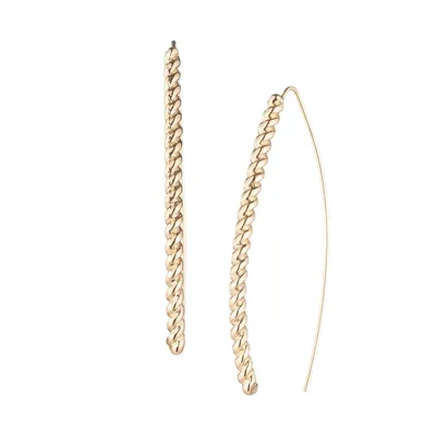 Goldtone Spiral Chain Threader Earrings