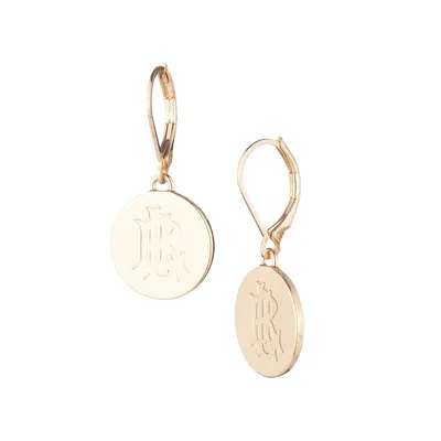 Goldplated Logo Coin Drop Earrings