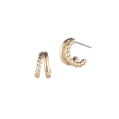 Goldplated Rope-Detailed Huggie Hoop Earrings