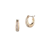 Goldplated and Crystal Sculpted Hoop Earrings