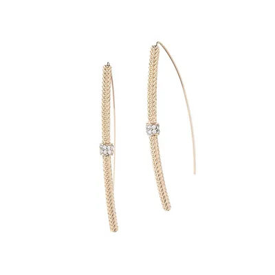 Goldtone and Pavé Rondelle Threader Earrings