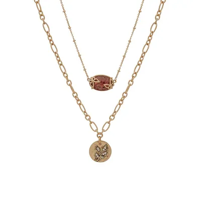 Goldplated and Glass Stone 2-Row Necklace