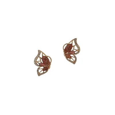 Goldplated and Crystal Butterfly Earrings