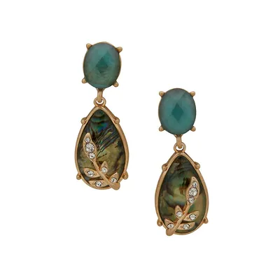 Goldplated and Stone Double-Drop Earrings