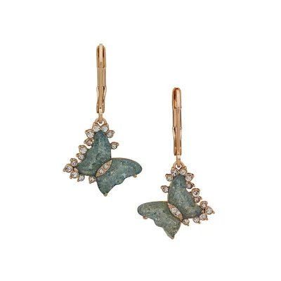 Goldplated and Glass Stone Butterfly Drop Earrings