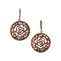 Goldplated and Epoxy Filigree Disc Leverback Earrings