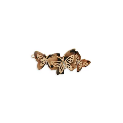 Goldtone and Crystal Butterfly Trio Barrette