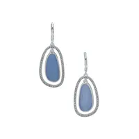 Silvertone Orbital Stone Drop Earrings