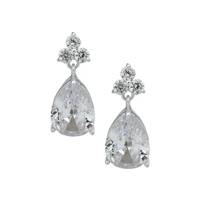 Silvertone Pear Stone Drop Earrings