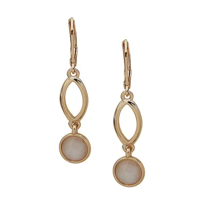 Goldtone Open-Link Stone Drop Earrings