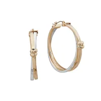 Two-Tone Crossover Hoop Earrings