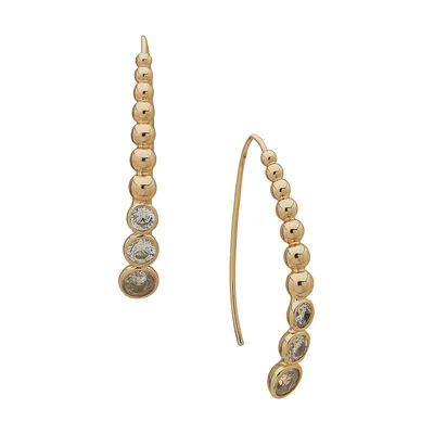 Goldtone Embellished Bead Threader Earrings