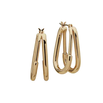 Goldtone Double Oval Hoop Earrings