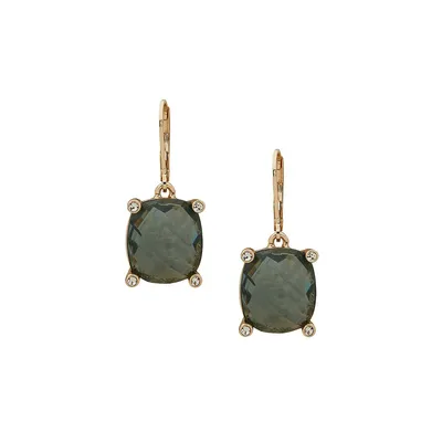 Goldtone Leverback Stone Drop Earrings