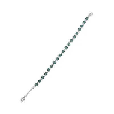 Silvertone Glass Stone Chain Bracelet