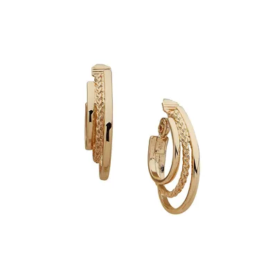Goldtone Triple-Hoop Clip-On Earrings