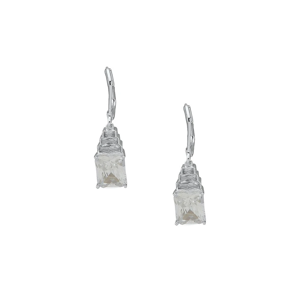 Silvertone Leverback Graduated Stone Drop Earrings