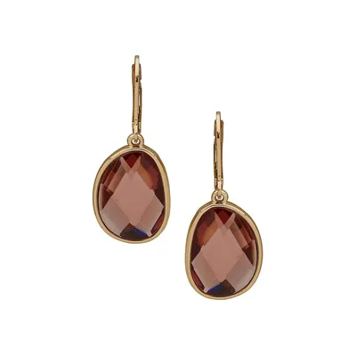 Colour Case Bead Goldtone Stone Drop Earrings