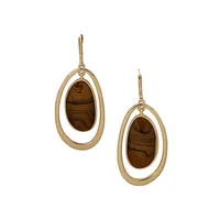 Colour Case Bead Goldtone Orbital Stone Drop Earrings