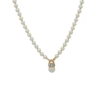 Goldtone and Faux Pearl Pendant Necklace