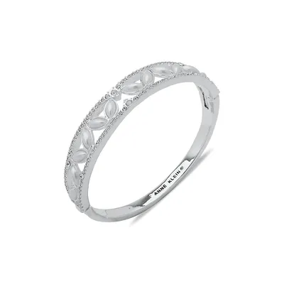 Silverplated Navette Stone Hinged Oval Bangle