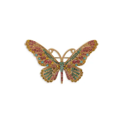 Goldtone Colour Pavé Butterfly Pin