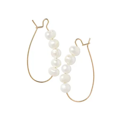 Goldtone and 6MM Freshwater Pearl Threader Earrings