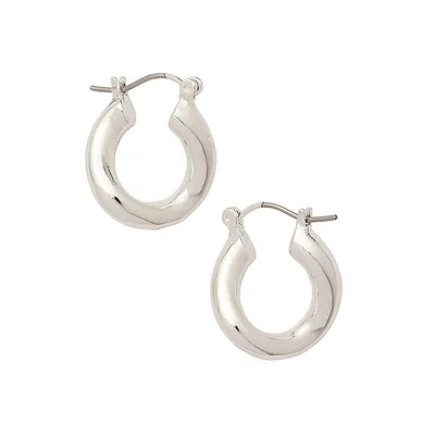 Silvertone Twist Hoop Earrings