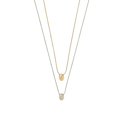 2-Row Two-Tone Pendant Necklace