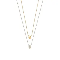 2-Row Two-Tone Pendant Necklace
