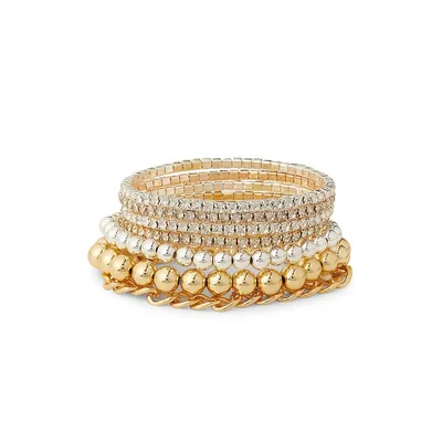 Goldtone Multi-Row Pavé Bead Bracelet