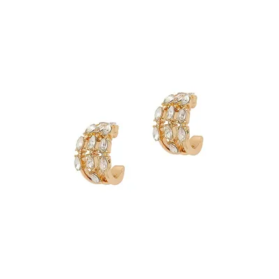 Goldtone and Glass Crystal C-Hoop Earrings