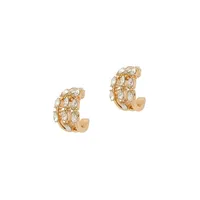 Goldtone and Glass Crystal C-Hoop Earrings