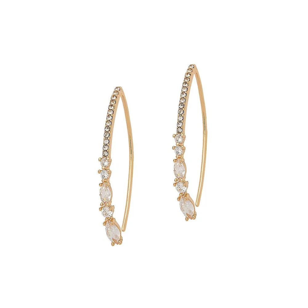 Goldtone and Crystal Zirconia Thread Earrings